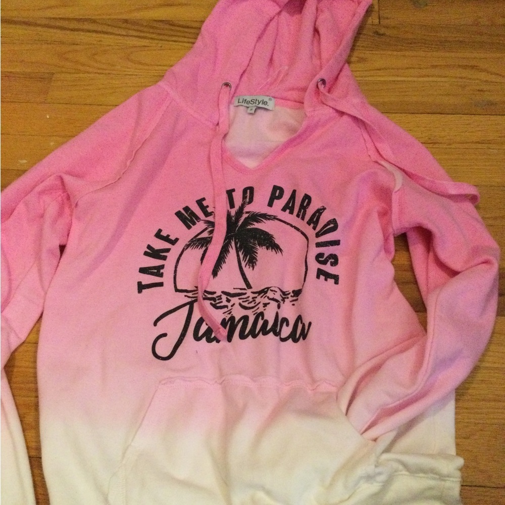 Lifestyle Pink Ombre 'Take Me to Paradise Jamaica' Hoodie Sweater